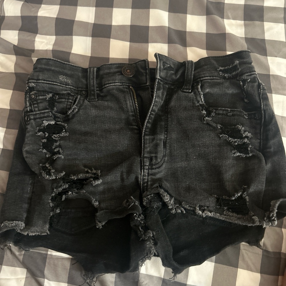 American Eagle Outfitters Black Distressed Jean Shorts